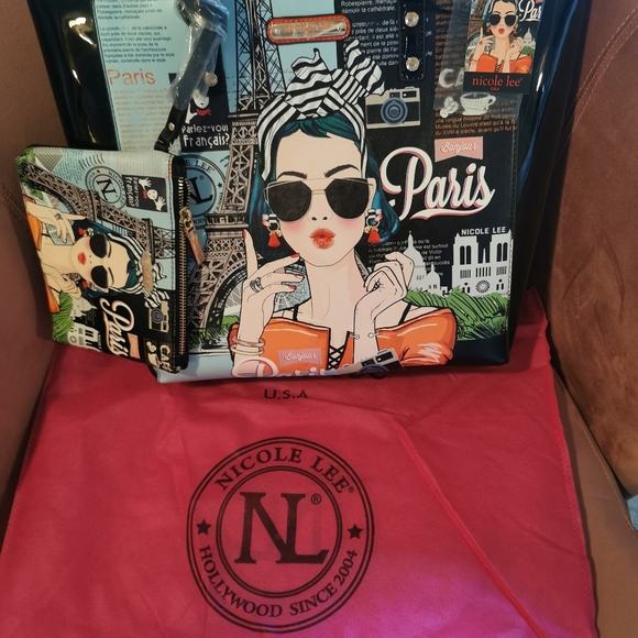 Nicole Lee women's tote bag and matching wallet set of 2 - Picture 2 of 16